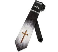zerosevenee Cross Ties Mens Religious Neckties Jesus Tie for Men Faith Necktie, Black, One size