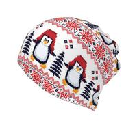 zerosevenee Cute Penguin Hat Christmas Penguins Beanie Hat Slouchy Skull Cap Scarf Cartoon Xmas Knit Beanie Hats for Men Women