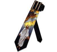 zerosevenee Jesus Ties Mens Religious Necktie Cross Tie for Men Symbolic Christian Neckties, Black, One size