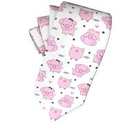 zerosevenee Pink Cartoon Pig Tie For Men - Novelty Fashion Fun Full Print Skinny Necktie