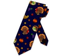 zerosevenee Thanksgiving Ties Mens Fall Necktie Turkey Tie for Men Autumn Neckties