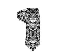 zerosevenee Vintage Black and White Skull Men's Funny Necktie Polyester Silk Soft Business Gentleman Tie Necktie
