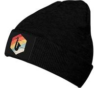 zerosevenee Vintage Retro Saxophone Beanie Hat Unisex Winter Warm Knitted Hat Black