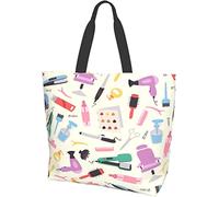 zerosevenee Women's Tote Shoulder Bag Hairdressing Equipment Cartoon Beach Handbag Storage Reusable Handle Bag