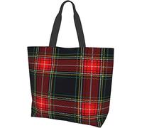 zerosevenee Women's Tote Shoulder Bag Tartan Scottish Plaid Checkered Pattern Girl Handbag Storage Reusable Handle Bag