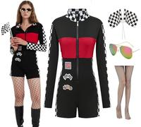ZeroShop Womens Halloween Sexy Race Car Driver Costume Talladega Nights Day Outfits, Black, Large