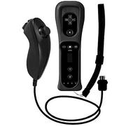 ZeroStory 1 Pack Wireless Controller and Nunchuck Joystick for Nintendo Wii and Wii U Console, Gamepad with Protective Silicone Case and Wrist Strap (Black)