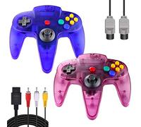 ZeroStory Classic N64 Controller, Wired N64 Controller Joystick with 5.9 Ft N64 AV Cable for N64 Video Game Console (Transparent Blue and Transparent Purple)