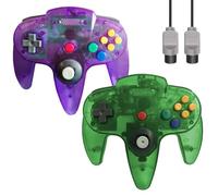 ZeroStory Classic N64 Controller, Wired N64 Controller Joystick with 5.9 Ft N64 AV Cable for N64 Video Game Console (Transparent Green and Transparent Purple)