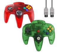 ZeroStory Classic N64 Controller, Wired N64 Controller Upgraded Joystick for N64 Video Game Console (Transparent Red and Transparent Green)