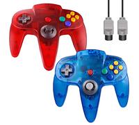 ZeroStory Classic N64 Controller, Wired N64 Controller Upgraded Joystick for N64 Video Game Console (Transparent Red and Transparent Blue)