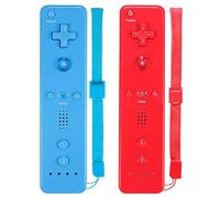 ZeroStory Remote Controller with Silicone Case and Wrist Strap Compatible for Wii Wii U Console (2 Pack, Red and Blue)