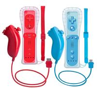 ZeroStory Wii Wireless Remote Motion Controller and Nunchuk - Replacement remote game controller with silicone case and wristband, compatible for Nintendo Wii and Wii U (Black+Pink)