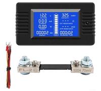 Zeroupshop 0-200V Voltmeter Ammeter Power Meter, 200A Battery Tester with LCD Display for Voltage Current Energy SOC Monitoring, Push-On Terminal for Car Marine RV Solar Systems