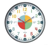 Zeroupshop 10/12 Inch Children’s Silent Learning Wall Clock For Kids’ Bedroom Or Living Room, Easy To Read Numerals, Colourful Decorative Design, Wall Mounted Plastic Frame(10inch black frame)