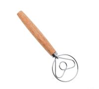 Zeroupshop 10 Inch 304 Stainless Steel Danish Dough Whisk With Wooden Handle Sourdough Bread Tool Heavy Duty Batter Blender For Home Commercial Baking Manual Mixing 1Pc