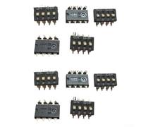 Zeroupshop 10-Pack DM-04-V-T/R DIP Switch 4-Position Key Slide Switch 2.54mm Pitch Wave Type Flat Actuator High-Temp Resistant for PCB Circuit Encoding Control Black