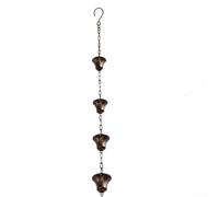 Zeroupshop 12.5FT Metal Rain Chain with 12 Petunia Cups, Bronze Iron Garden Waterfall Decor for Eaves and For Outdoor Drainage, Elegant Rainwater Management Solution