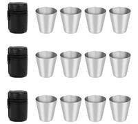 Zeroupshop 12 Piece Stainless Steel Travel Cup Set, Stackable Compact Design with 3 Sleeves, for Outdoor Camping Hiking