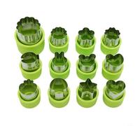Zeroupshop 12Pcs for mini Cookie Cutters Set, Fruit Vegetable Shape Molds for Kid Food DIY, Stainless Steel Butterfly Noodle Salad Bread Sushi Cake Decoration Tools Green