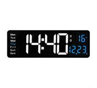 Zeroupshop 16 Inches Digital Wall Clock with Large LED Display, Temperature, Date Alarm and for timer, Remote Control, Battery or Plug-in For Powered for Office Classroom(16inch Ice Blue)