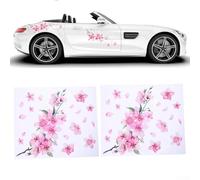 Zeroupshop 2 PCS For Cherry Blossom Car Decals Pink Vinyl Stickers Customizable Weather-Resistant Decorative Emblems For Vehicles Motorcycles Trucks Boats