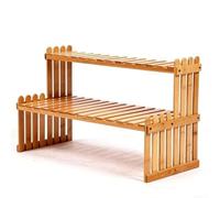 Zeroupshop 2-Tier Wood Plant Stand Shelf Space-Saving Natural | 12-Inch Desktop Flower Pot Holder Display Rack, Space-Saving Organizer Ladder for Office Kitchen Bathroom Countertop
