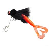 Zeroupshop 22 cm Multi Jointed Swimbait Lure with Realistic Mouse Shape and Curved Twin Tail Design, Steel Wire Dual-Hook Fishing Bait for Freshwater Predators Species(for black)