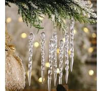 Zeroupshop 24 PCS Clear Icicles Pendants Christmas Ornaments 13 CM Winter Ornaments for Christmas Trees Icicles Decorations Icicles Baubles
