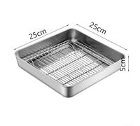 Zeroupshop 25x25x2.5cm Steel Filter Tray Dishwasher Safe Silver | 304 steel, rust resistant, 25x25cm size, fits most air fryers, long-lasting durability