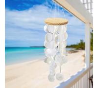 Zeroupshop 28in Handcrafted Capiz Shell Wind Chime with Theme, Decorative Outdoor Hanging Ornament for Garden, Balcony or Yard Relaxation(white)