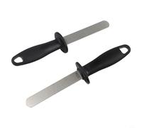 ZEROUPSHOP 2Pc Dual-Sided Emery Files Sharpener, 400/1000 Grit Dry Sharpening Stone for Blades Chisels Scissors Planers, Ergonomic Hand Tool with ABS Handle, No Water Required, Black Silver