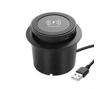 Zeroupshop 3-in-1 Fast Wireless Charger Station with Pop-Up USB Ports for Smartphone Watch Earbuds,10W Desktop Charging Dock for Bedside Office Desk,Compact ABS Design(Black)
