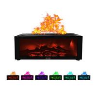 Zeroupshop 3D Flame Fireplace Aroma Humidifier, 150ML Air Aroma Diffuser, 7 Flame Color 20-25ML/H Noiseless Essential Oil Diffuser (Black)