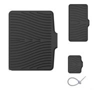 Zeroupshop 3Pcs Silicone Drain Pad, Large Drying Mat with Drain Lip for Kitchen Counter, Dish Rack Alternative for Glasses, Soap, Heat Resistant, Multi Size Pack(Black)
