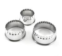 Zeroupshop 3PCS Stainless Steel Crinkle Cookie Cutters Set for Scone Pastry Dumpling Wrapper Baking, Plain Edge Biscuit Mince Pie Tart Cutter Tools, 3 Sizes 6/7/8CM Silver Kitchen