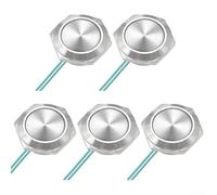 Zeroupshop 5 Pack Ultra-Short Metal Push Button Switch 12V-24V Momentary Self Reset Waterproof with Pre-Wired Leads for Automotive Marine Industrial(16mm)