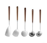 Zeroupshop 5-Piece Stainless Steel Spoon and Spatula Set | Robust stainless steel, rust-resistant, for durable daily use, 5 essential pieces, modern kitchen upgrade