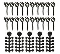 Zeroupshop 50pcs Hook Stops Beads and 20pcs Bait Screws, Copper+ABS Carp Fishing Terminal Tackle for Chod Ronnie Rig, Black Stopper Nuts for Boilies Hair Rig Presentation(A)