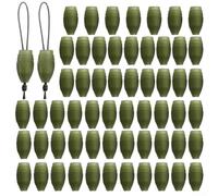 Zeroupshop 60 Pcs Feeder Fishing Stop Bead Dacron Connectors, Elastic Bait Holder Rigs, Rubber Coarse Terminal Tackle For Carp Pole Line In Green, 14 mm Size