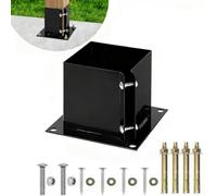 Zeroupshop 6x6 Inch Bolt Down Steel Post Anchor Base Square Bracket Ground Support for Steady Wooden Fence Deck Mailbox Installation, Black(1pc)