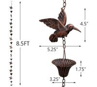 Zeroupshop 8.5ft Metal Rain Chain For Outdoor Eaves Garden Decor Mesmerizing Waterfall Effect Sturdy Rust-Resistant Blue Brown Pendant Easy Installation Versatile Landscape Element(Brown)