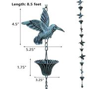 Zeroupshop 8.5ft Metal Rain Chain For Outdoor Eaves Garden Decor Mesmerizing Waterfall Effect Sturdy Rust-Resistant Blue Brown Pendant Easy Installation Versatile Landscape ()