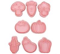 Zeroupshop 8pcs Vegetable-Shaped Cookie Cutters Set, PP Baking Tools for Kitchen, Pink