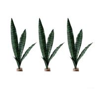 Zeroupshop Artificial Snake Plant 3-Pack, 48-50cm Realistic Faux Sansevieria in Pot, Low Maintenance PVC Fake Greenery, for Home Office Bedroom Living Room Bathroom Decor(dark green)