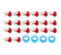 Zeroupshop Automatic Chicken Drinker Connector ABS Nipple Waterer for system Leak-Proof T-Joint, For Poultry Farming Caged Ducks Quick Install Kit White Red 32, 47, 64 Pack(20set)