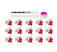 Zeroupshop Automatic Chicken Drinker Connector ABS Nipple Waterer for system Leak-Proof T-Joint, For Poultry Farming Caged Ducks Quick Install Kit White Red 32, 47, 64 Pack(15set)