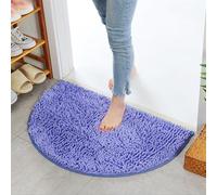 Zeroupshop Bathroom Floor Mat Chenille Half Round Shower Rug Non Slip Water Absorbent Bath Carpet Indoor Doorway Mat 40x60cm(Blue)