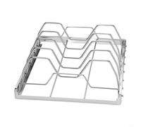 Zeroupshop BBQ Rib Rack 5 Slots Foldable for Outdoor Grilling | for durable 304 steel, high for temp resistant, rust for proof, silvery finish, fits standard charcoal or gas grills