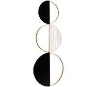 Zeroupshop Bohemian Handwoven Cotton Round Wall Hanging Tapestry Set of 3, Modern Minimalist Geometric Macrame Decor for Living Room Bedroom Balcony, Natural Rope Art with Wood Beads(B)